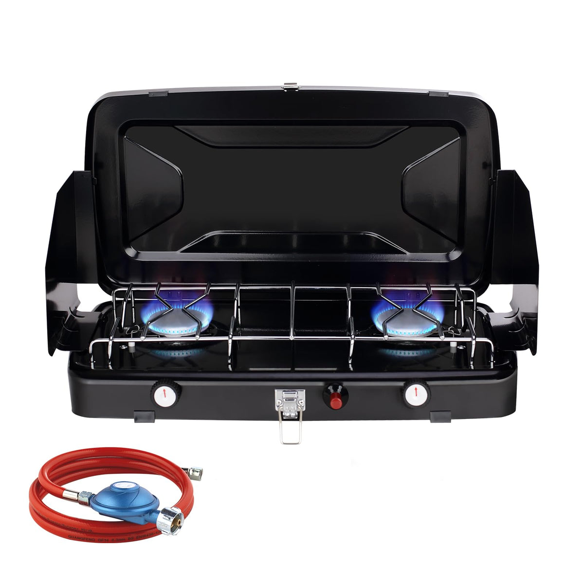 Camplux JK-8620-DE Tragbarer 2-Flammiger Campingkocher, 50 mbar, 2400 W