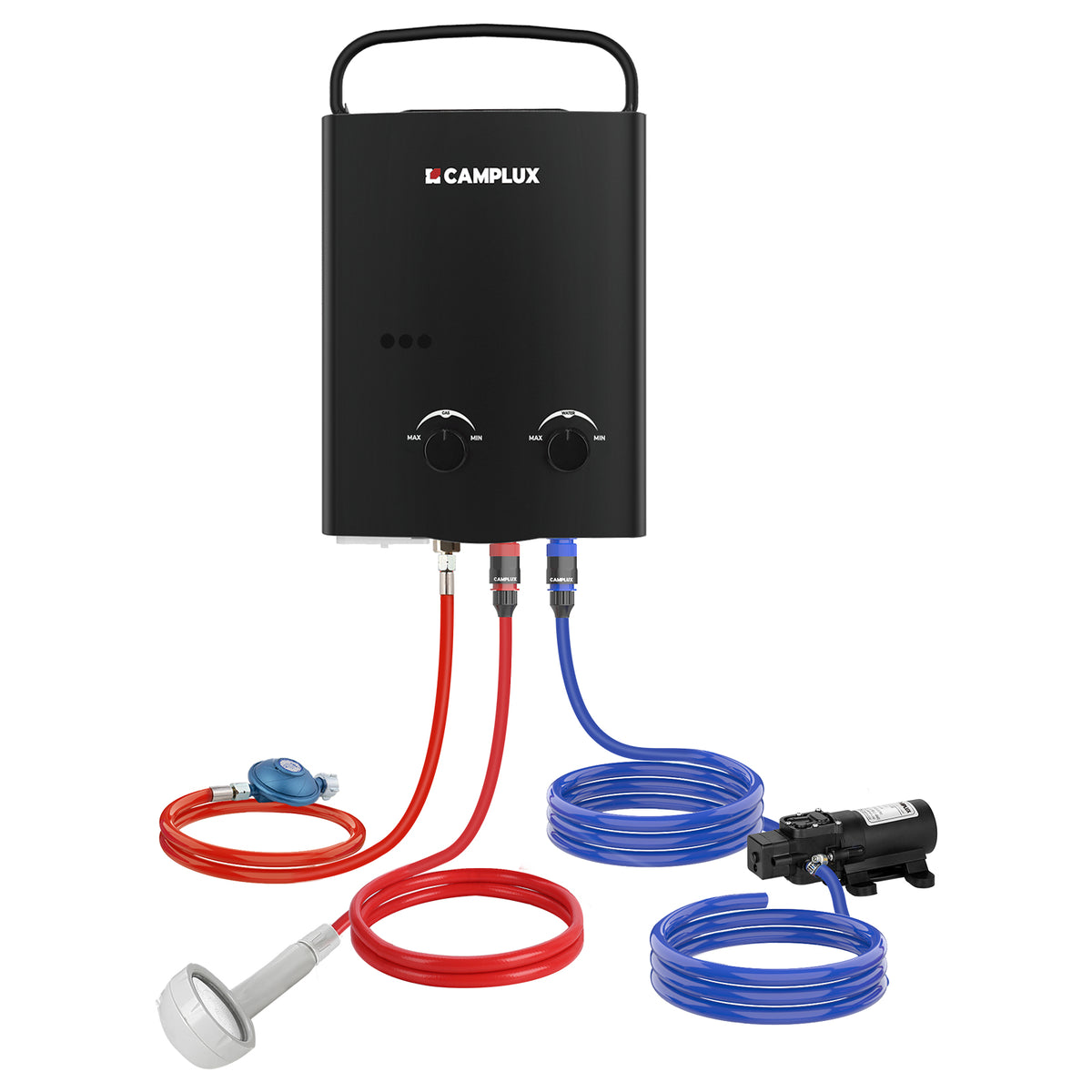 CAMPLUX AY132BP43: 5L Gas-DLH, 4,3L Pumpe, Klappgriff, 50mbar