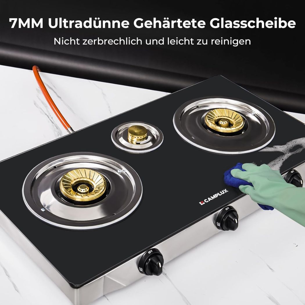 Camplux TC03GB 3-Flammiges Gaskochfeld