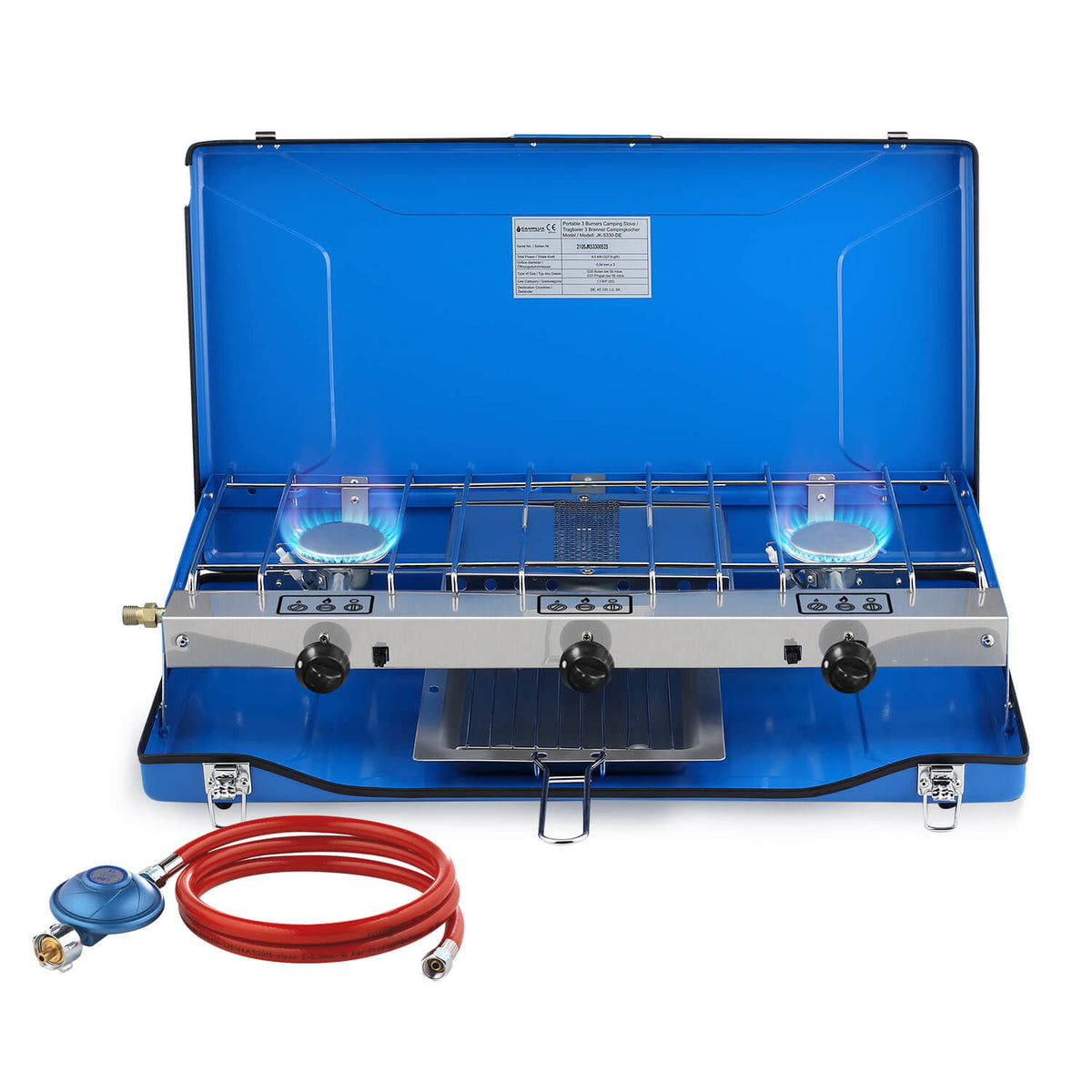 Camplux Campingkocher mit 3 Brennern, Winddicht, Tragbar für Outdoor und Camping