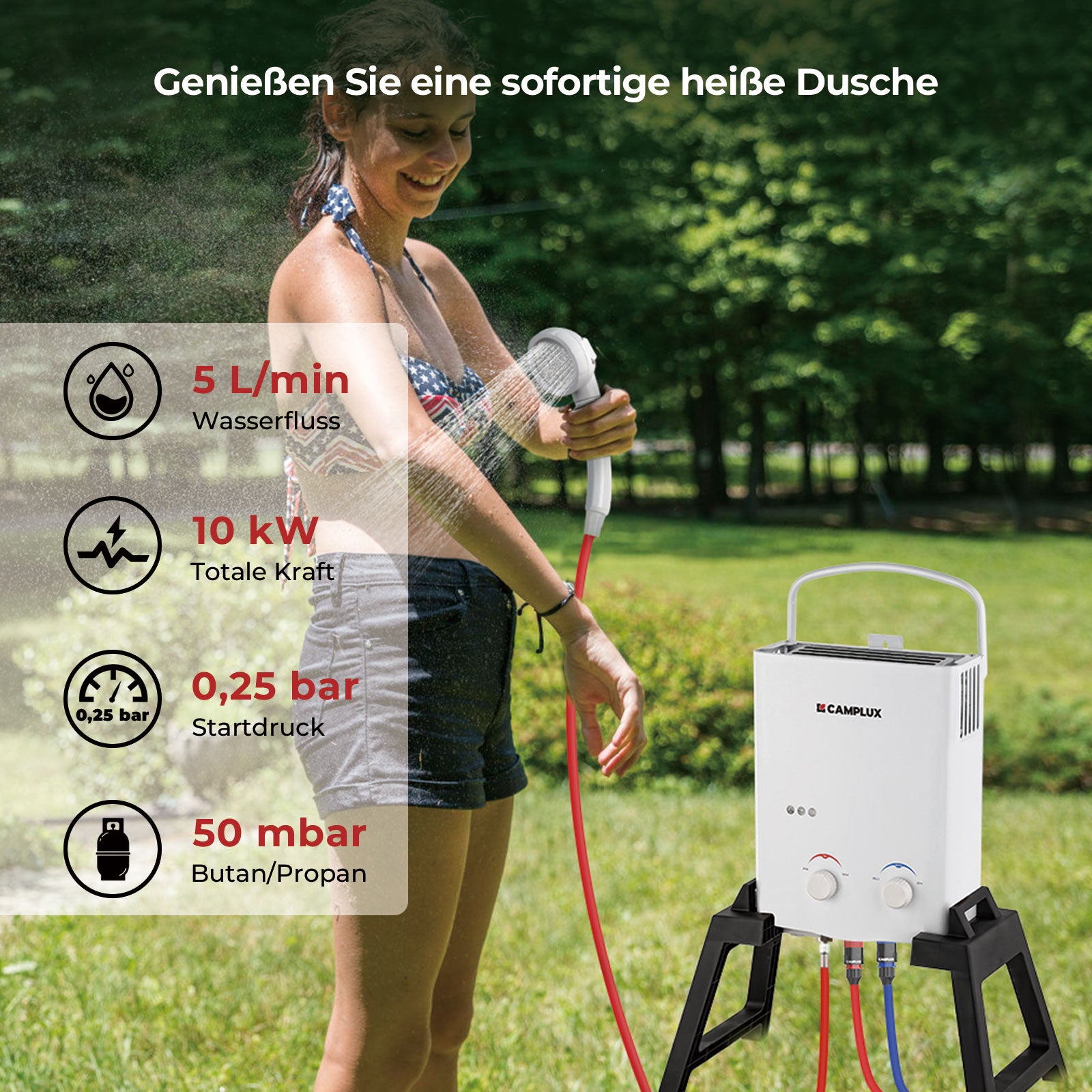 Doccia Manuale Camplux JK208S Con Interruttore On/off, Soffione Ad Alta - Foto 12