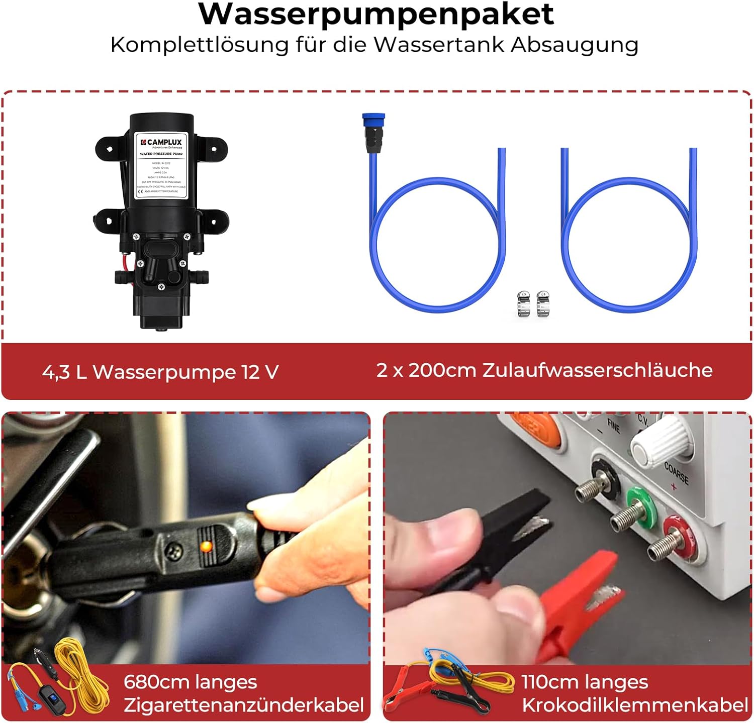 Gas-Durchlauferhitzer mit Wasserpumpe, 3 l/min, 28–30 mbar – Mobile Warmwasserquelle für Wohnmobil, Outdoor & Camping