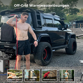 Gas-Durchlauferhitzer mit Wasserpumpe, 3 l/min, 28–30 mbar – Mobile Warmwasserquelle für Wohnmobil, Outdoor & Camping