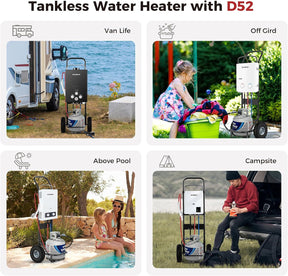 CAMPLUX Mobiler Gasflaschenwagen für Gasdurchlauferhitzer, Schwerlast-Sackkarre aus Stahl mit 26 cm (10”) Pneumatikreifen, Ideal für Camping, Haustierpflege & Außenbereich, D52