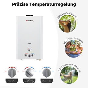 Propangas Gasdurchlauferhitzer 16L BW422 Camping Outdoor Gartendusche