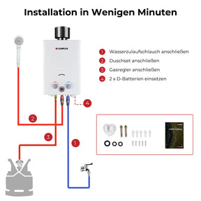 Camplux BW158C Tankless Gasdurchlauferhitzer mit Regenkappe