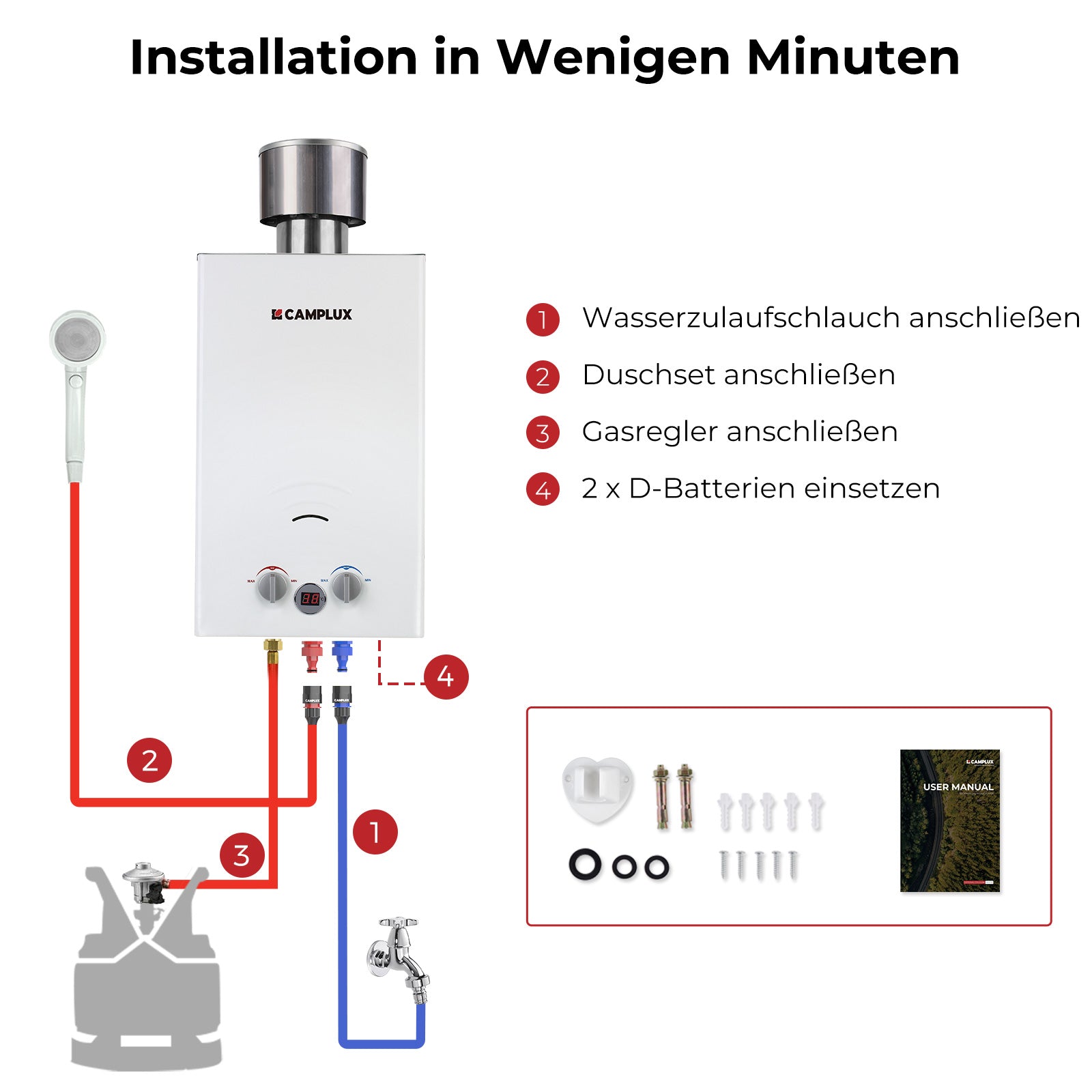 Chauffe-eau portatif, chauffe-eau à gaz sans réservoir Chauffe-eau portatif, chauffe-eau à gaz sans réservoir