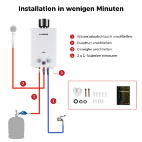 Camplux BW158C Tankless Gasdurchlauferhitzer mit Regenkappe