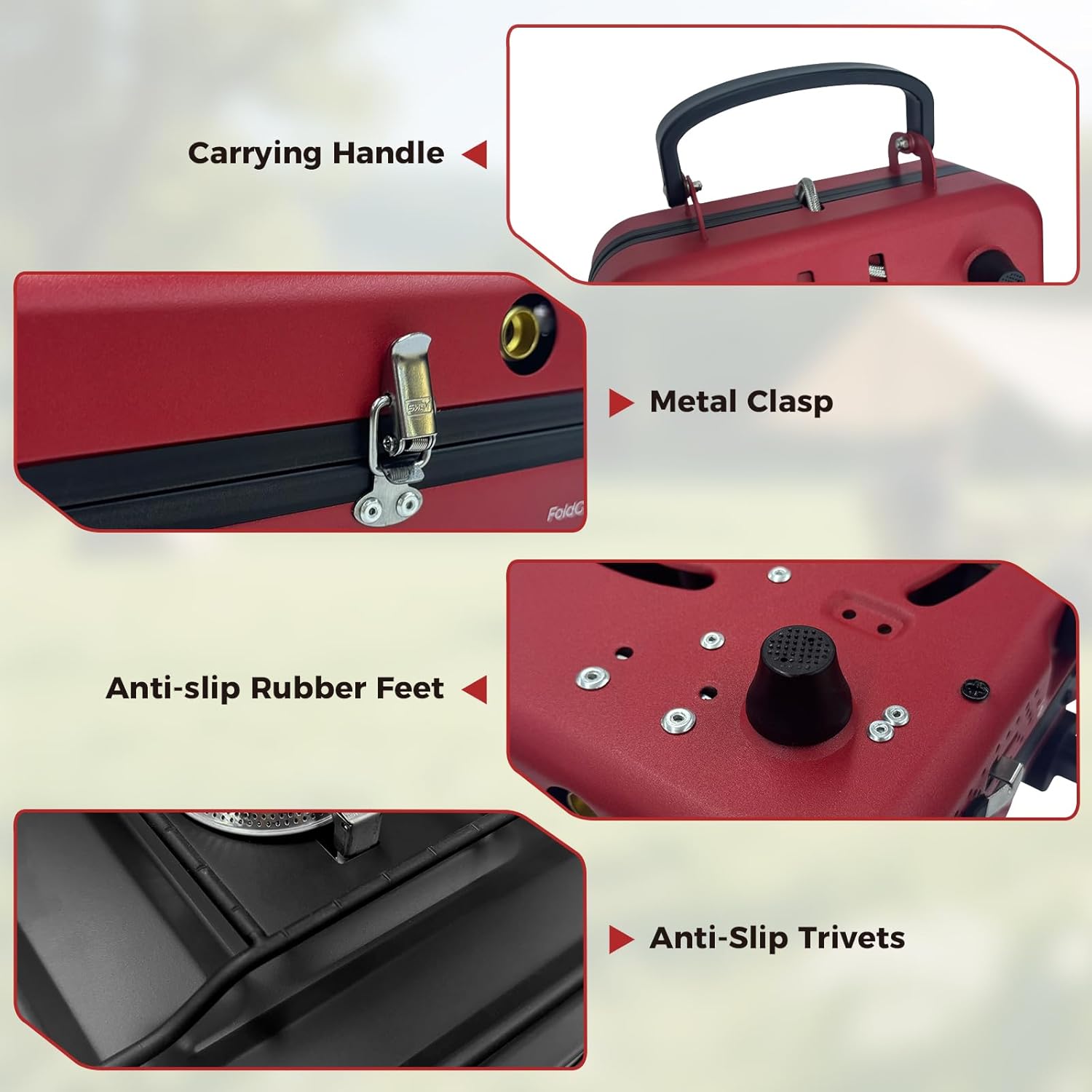 CAMPLUX FoldGo Campingkocher 2 Brenner, tragbarer Gaskocher mit Griff für Schraub-Gaskanister, ideal für Camping, Wandern, Picknick