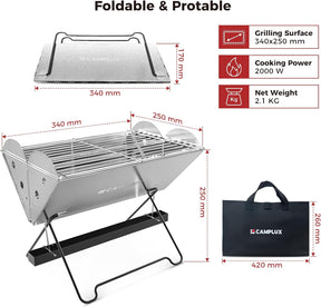 CAMPLUX FoldGo FG14GS Portable 2-in-1 Gas & Charcoal Grill