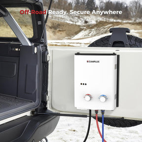 CAMPLUX Schnellspann-Halterung für AY132 tragbaren Warmwasserbereiter, robuste Stahlhalterung mit Anti-Vibrations-Pads, werkzeuglose Einrichtung für Wohnmobil, Anhänger, Wohnmobil und Garage
