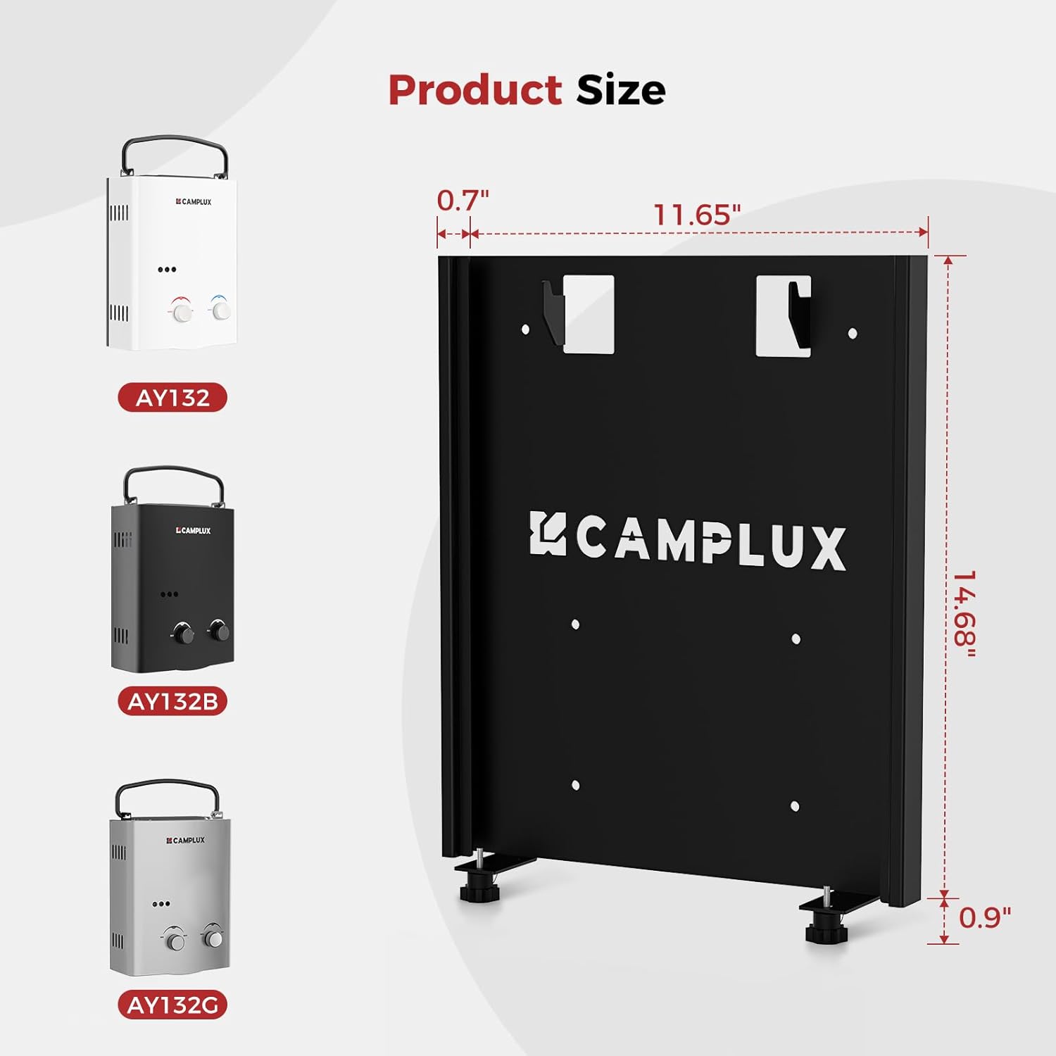 CAMPLUX Schnellspann-Halterung für AY132 tragbaren Warmwasserbereiter, robuste Stahlhalterung mit Anti-Vibrations-Pads, werkzeuglose Einrichtung für Wohnmobil, Anhänger, Wohnmobil und Garage