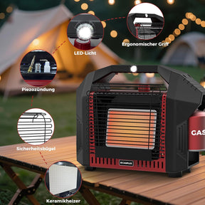 CAMPLUX BH1201B Tragbarer Gasheizer 3,6 kW mit ODS und Kippschutz