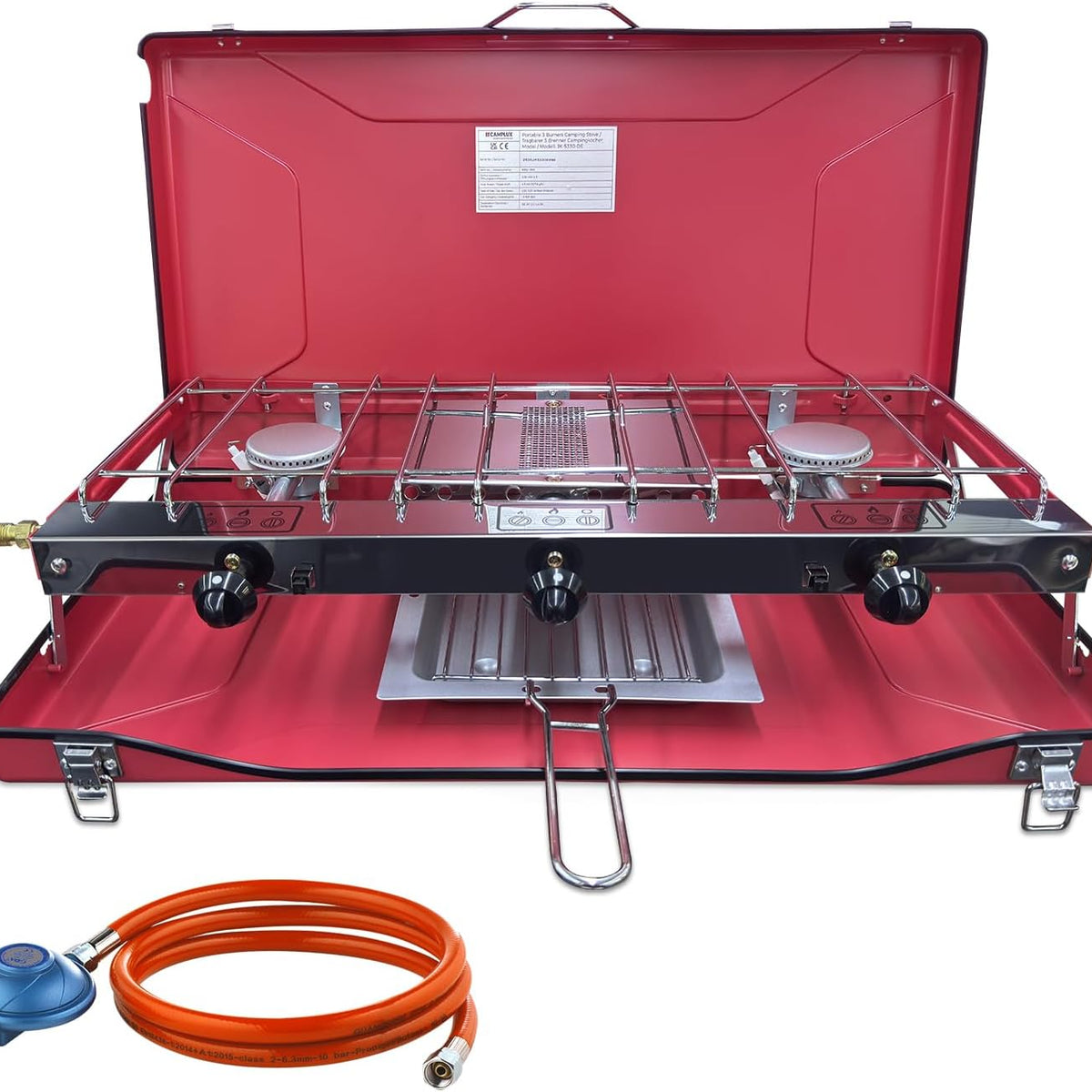 Fornello Da Campeggio A Gas Tokmali, 3500W, Piezo, Antivento, Nero, Portatile