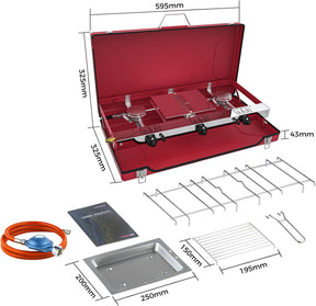 Réchaud de camping Camplux avec 3 brûleurs, coupe-vent, portable pour l'extérieur et le camping