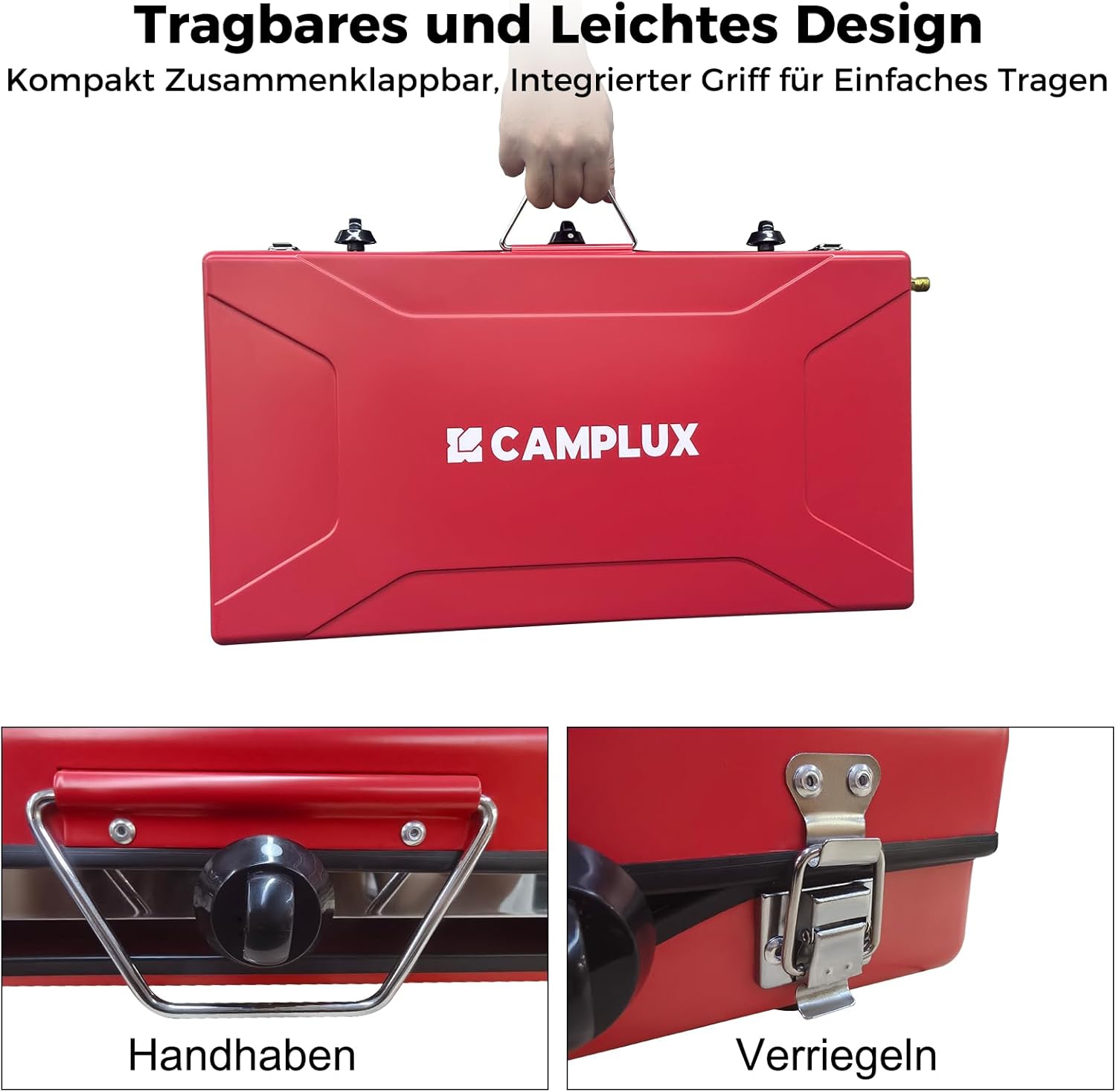 Réchaud de camping Camplux avec 3 brûleurs, coupe-vent, portable pour l'extérieur et le camping