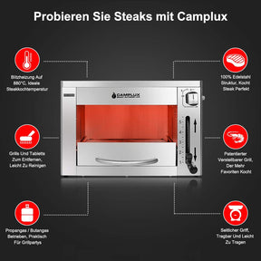 Camplux SG102 Tragbar Hochtemperatur Gasgrill 880°C