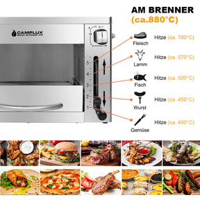 Camplux SG102 Tragbar Hochtemperatur Gasgrill 880°C